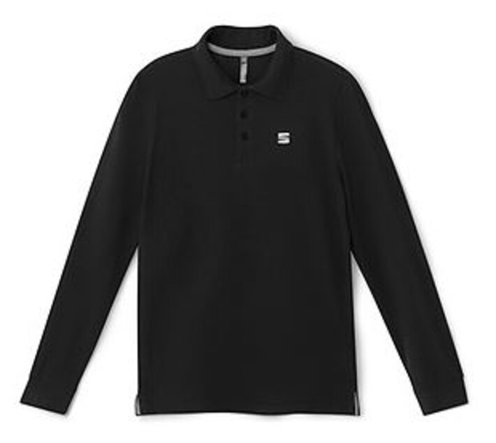 SEAT Herren Langarm Polo Shirt, schwarz