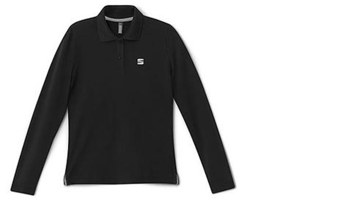 SEAT Damen Langarm Polo Shirt, schwarz