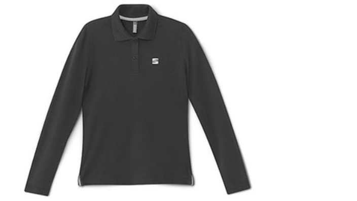 SEAT Damen Langarm Polo Shirt, grau