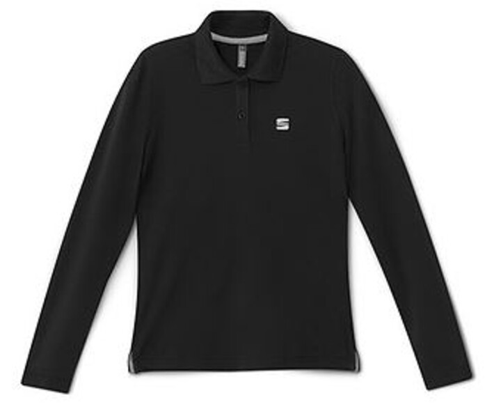 SEAT Damen Langarm Polo Shirt, schwarz